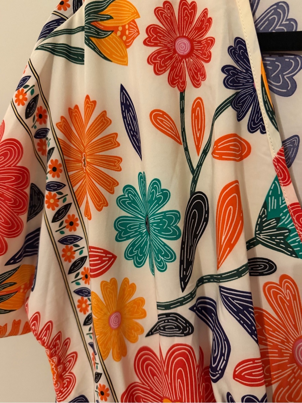 BloomChic Floral Wrap Maxi Dress - Cream with Orange, Teal & Navy Flowers - Picture 4 of 9